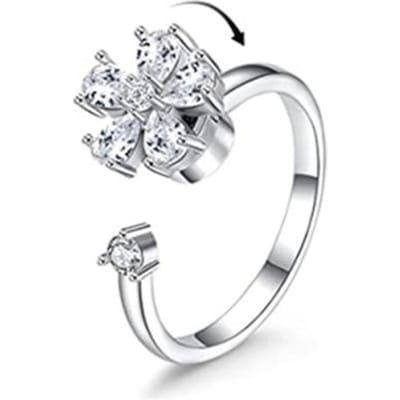 Vinger Spinner Ringen Fidget Angst Ring Voor Vrouwen Zonnebloem Verlichtende Angst Ringen Draaien Anti Stress Ring Speelgoed Voor Meisje Vrouwen Resizable gray