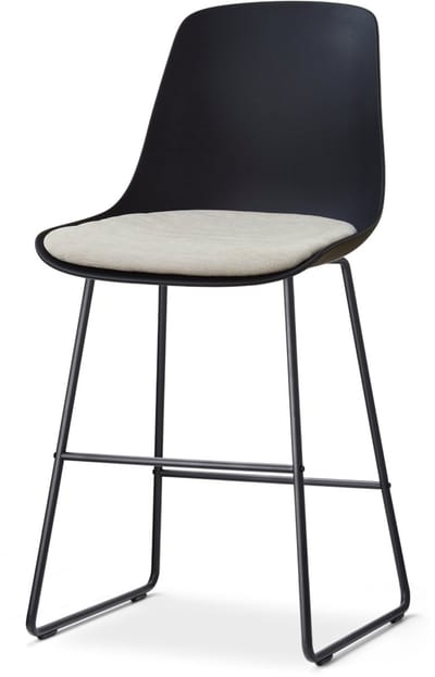 Nolon Nino-Liv barkruk zwart met naturelbeige Zitkussen - zwart onderstel - 65 cm