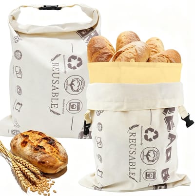 Dailygoods- Broodzakken Herbruikbaar - Broodzakken Bijenwas - Bewaarzakken - Milieuvriendelijk - 2 Stuks - 43 cm x 33 cm - Broodbewaarzak