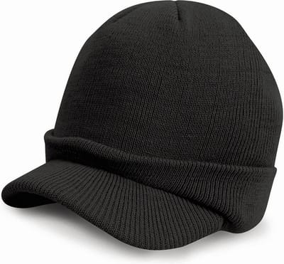 Result Wintermuts - met visor klep - zwart - volwassenen - polyacryl - heren / dames muts