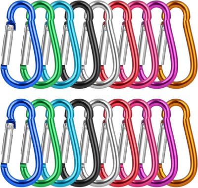 Set van 18 Mini Carabiners - Aluminium Haakjes voor Sleutels, Outdoor, Camping en Wandelen
