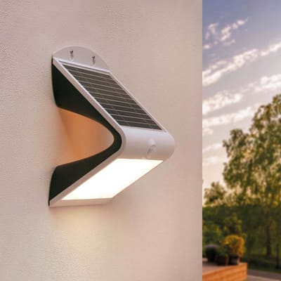Ledvion - Solar LED Wandlamp - 4W - 3000K - IP65 - Wit - 220L