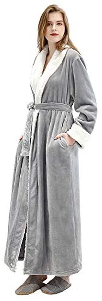Dames Badjas Lange Soft Coral Fleece Hoogwaardige Winter Badjas