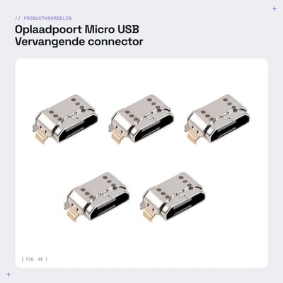 Dailygoods - Oplaadpoort Micro USB - Vervangende connector - 5 stuks - Geschikt voor Samsung Galaxy Tab A - Hoogwaardige kwaliteit