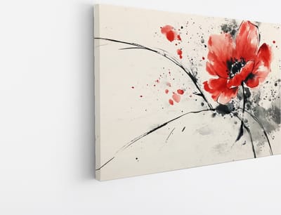 Saammp Canvas Schilderij - Abstracte bloem - Rood - Natuur - 45x30 - Foto op canvas - Wanddecoratie - Modern Interieur - Woonkamer Decoratie