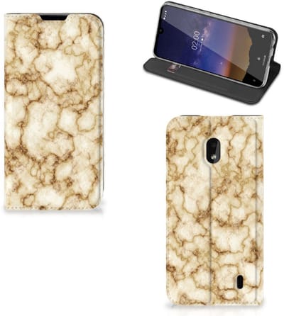 Nokia 2.2 Standcase Marmer Goud