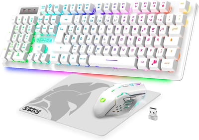 RF800 draadloos oplaadbaar gaming toetsenbord en muis set - 24G RGB - Ergonomische muis 4800 DPI met muismat - PC PS4 PS5 Xbox One/Serie Mac