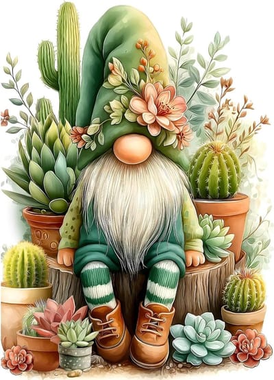 Kabouter Puzzel - Tuin Puzzel - Ontspannen Puzzelen - Cactus Thema - 1000 Stukjes - Groen