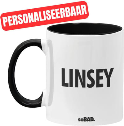 Mok zwart/wit - gepersonaliseerd - [naam] - soBAD. | Mug | Tekst | Collega | Kantoorhumor | Theemok | Koffiemok | Koffiebeker | Vaatwasbestendig