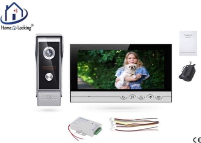 Home-Locking complete deur intercom/videofoon met 1 binnen 9" paneel en elektro box 12VDC voor aansluiting elektrisch slot.DT-2218-1E-1