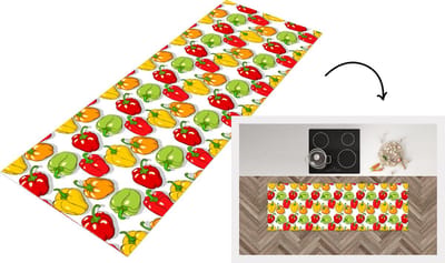 Keukenloper - Loper keuken - Patroon - Eten - Paprika - 150x50 cm - Keukenloper vinyl
