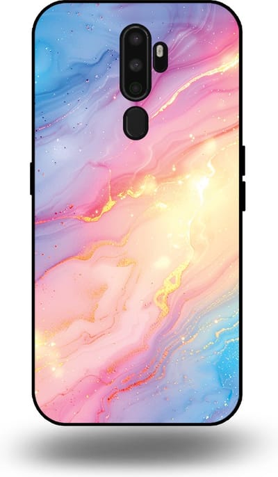 Smartphonica Telefoonhoesje Geschikt voor OPPO A5 2020 met Regenboog Glitter Marmer Opdruk - TPU Backcover Case Rainbow Glitter Marble Design geschikt voor OPPO A5 (2020)