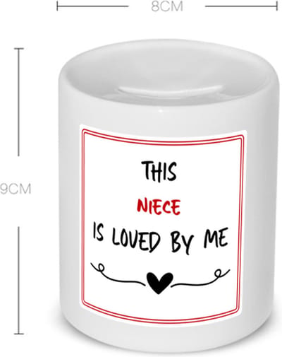 Akyol - this niece is loved by me Spaarpot - Nicht - iemand die houdt van zijn nicht - verjaardag - cadeautje voor nicht - nicht artikelen - kado - geschenk - 350 ML inhoud