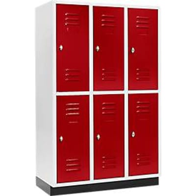 Schäfer Shop Select Kledinglocker, met 3 x 2 compartimenten, 400 mm, met fitting, draaigrendelslot, Deur robijnrood