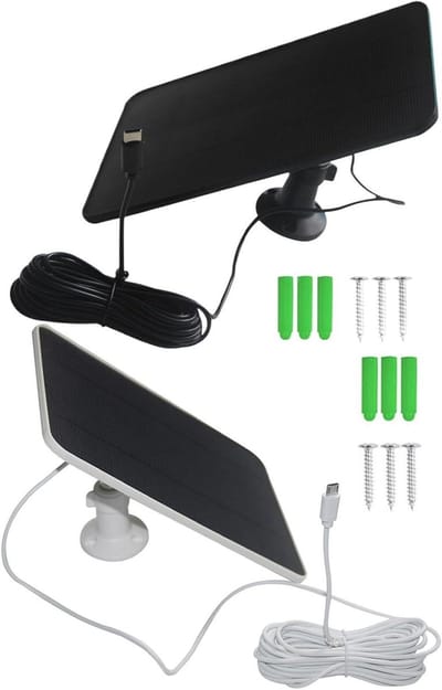 Zonnepaneel Charger - Camera Stroom - Beveiliging Buiten - Type C Efficiënt - 20.5 x 14 x 1 cm - Zwart