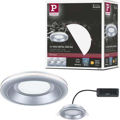 LED-inbouwlamp Sormus Enkele lamp IP65 rond 100 mm 4,8W / 1,5W 300lm 230V 3000K Chroom mat