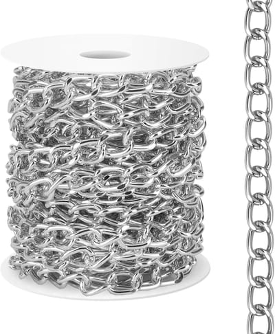 Daity Een 5 meter lange - gedraaide aluminium ketting - verzilverde metalen ketting - bulkketting - dikke ketting - knutselketting - halsketting - voor het maken van sieraden - doe-het-zelf knutselkettingen - armbanden - hangers (zilver).
