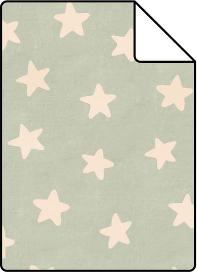 Proefstaal ESTAhome behang sterretjes groen en beige - 26.5 x 21 cm - 131709-S