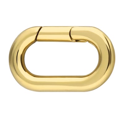 Lucardi Dames Stalen goldplated charm sluiting ovaal - Hanger - Staal - Goudkleurig