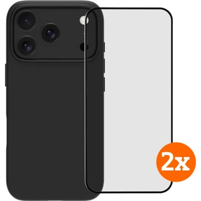 BlueBuilt Back Cover iPhone 17 Pro Zwart + Screenprotector Glas Duo Pack