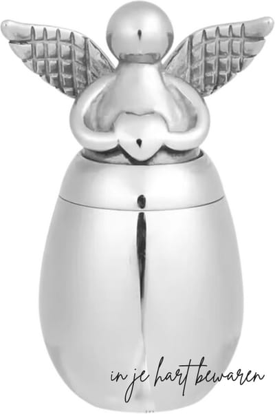 Mini Urn - Kleine Urn voor As - Zilver - Engel - Klein