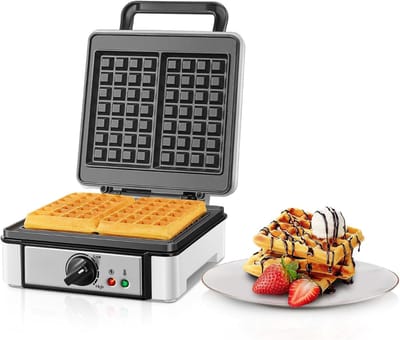 RWB® Wafelijzer met Verwisselbare Platen - Wafelijzer - Tostiijzer - Wit - 28cm x 21cm x 12cm