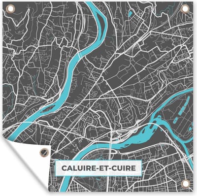 Tuin poster Plattegrond - Caluire-et-Cuire - Frankrijk - Stadskaart - Kaart - 200x200 cm - Tuindoek