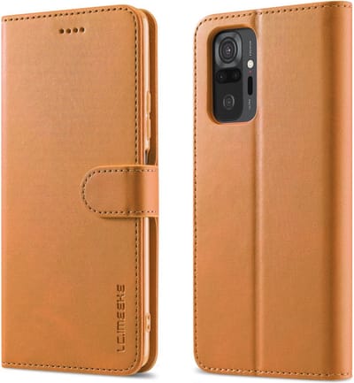 LC.IMEEKE Hoesje - Geschikt voor Xiaomi Redmi Note 10 Pro Hoesje - LC.IMEEKE Luxe Book Case - Bruin