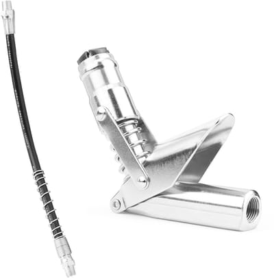 Dailygoods- Vetpers met 30 cm slang - Mondstukken - Smeernippel/opzetstuk - Eengreeps koppeling - Geschikt voor alle vetpersen - Hoogwaardige kwaliteit - Smeerapparaat