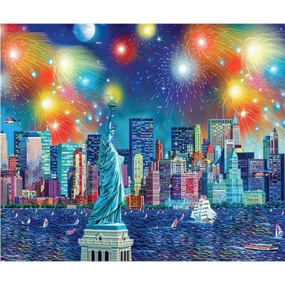 5D DIY Diamond Painting Stad Vuurwerk Borduren Kruissteek Strass Mozaïek Home Decor 20X30CM blue