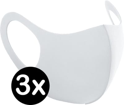 Mondkapje Wasbaar Wit Mondmasker Wasbaar Mondkapje Wasbare Mondkapjes Niet Medisch Elastisch Universeel - 3 PACK