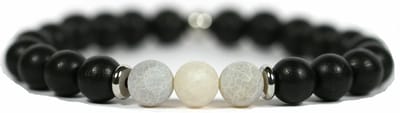 Heaven Eleven - heren armband - Zwart hout - 10mm - agaat kralen - 19cm