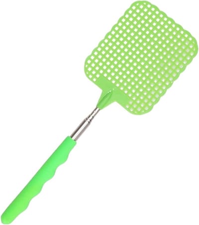 Uitschuifbare vliegenmepper - groen - 56 cm - kunststof - tegen insecten