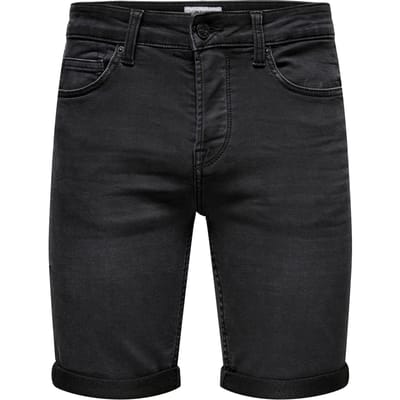 Only & Sons zwarte heren broek   Rinsewash wassing   Regular fit   5-Pocket zakken   Knoop- en ritssluiting   Duurzaam   Regular waist Zwart M