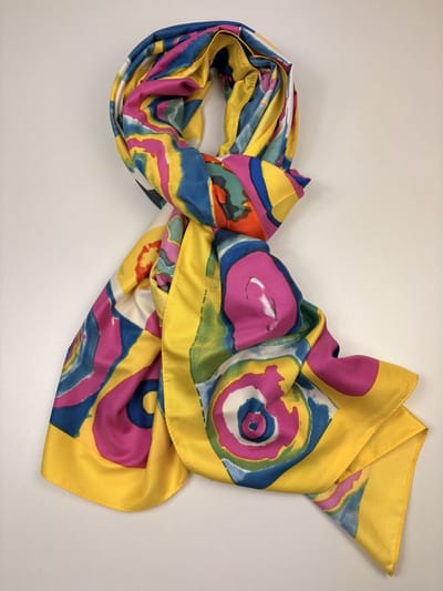 Dames sjaal / zomersjaal digitaal kunst met kleuren 20% zijde 80% viscose glad materiaal