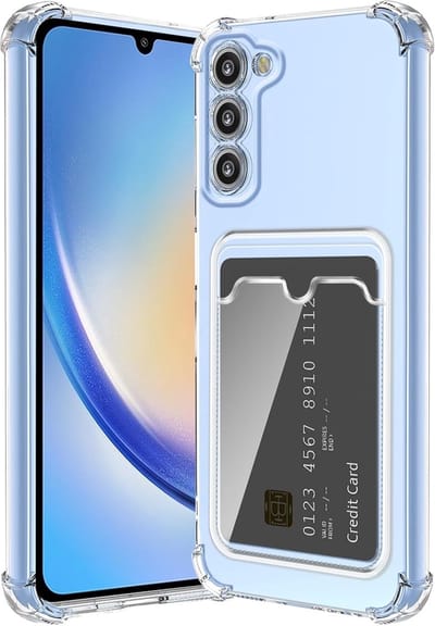 Schokbestendig TPU Hoes Kaarthouder Geschikt voor: Samsung Galaxy A36 - Transparant - Hoesje met Achterkant Pasjeshouder