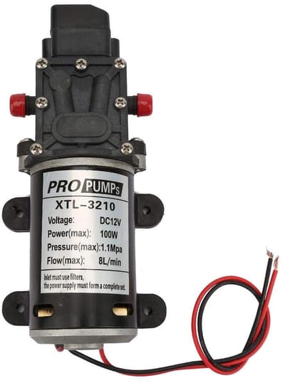 Allecto - 12V Waterpomp - Hoogdruk - 100W - Compact - Zelfaanzuigende Waterpomp - 8L/m - Geschikt voor Industrie - Model 3210YA-12-100