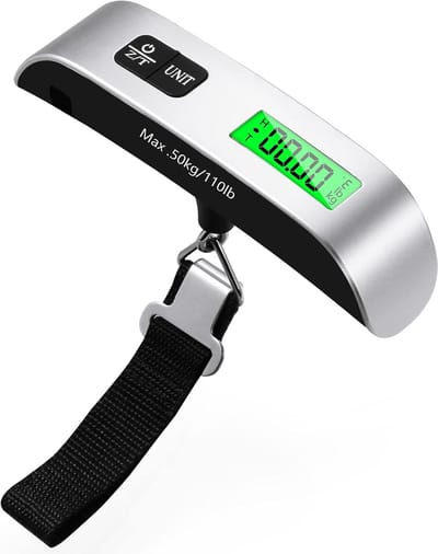 Thijox - Digitale Reisweegschaal voor Bagage, Draagbare Kofferweegschaal, Tarrafunctie, Max. 50 kg / 110 lb, Zilver, Ideaal voor Reizen, Vakantie en W