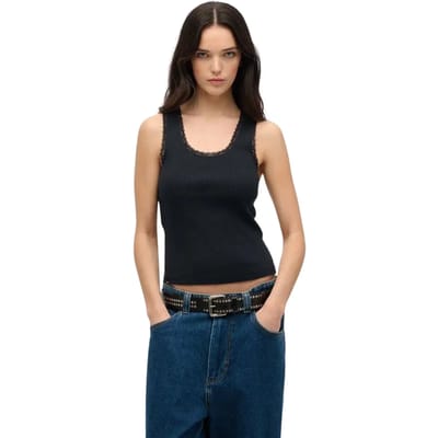 Superdry - Vintage hemdje met kanten boord - Dames - Vesten