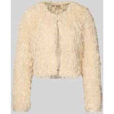 Bolero met regelmatige pasvorm met veren en ronde hals
