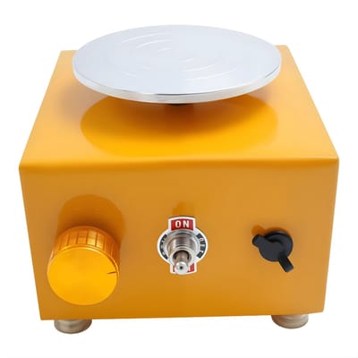 Mini pottenbakkersschijf - Draaischijf - Pottenbakken - Voor keramiek en klei - Elektrisch - Geel
