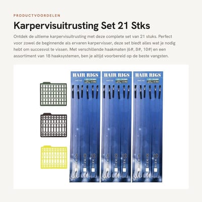 Dailygoods- Karpervisuitrusting Set - 18 Stuks Haaksystemen - 3 Maten Haken 6#/8#/10# - Boilie Aas Stoppers - Hoog Koolstofstaal - Sterke Corrosiebestendigheid - Visgerei