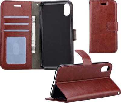 Hoesje - Geschikt voor Apple iPhone Xs - Luxe Bookcase - Walletcase Hoes - Portemonnee - Cover - Telefoonhoes - Bruin