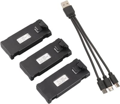 Lithium Accu voor RC Drones en Quadcopter met 3-in-1 Oplaadkabel, 2600mAh Capaciteit, Geschikt voor E88, E88Pro en Meer