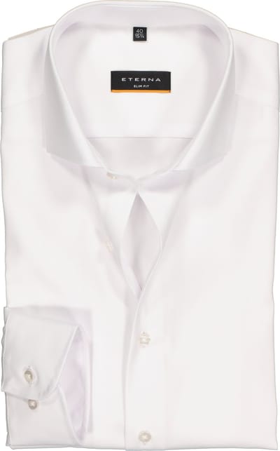ETERNA slim fit overhemd - mouwlengte 7 - niet doorschijnend twill heren overhemd - wit - Strijkvrij - Boordmaat: 40 (EU maat: M)