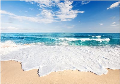 Fotobehangkoning - Behang - Vliesbehang - Fotobehang - Golven in Zee - Strand - 400 x 280 cm