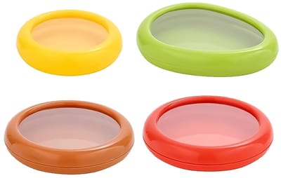 Dailygoods- Fruitbewaardoos 4 stuks - Siliconen - Ruimtebesparend - Vaatwasmachinebestendig - Magnetronbestendig - Herbruikbaar - Voedselopslag