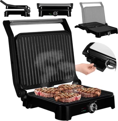 MMP® Contactgrill met uitneembare platen - Contactgrill - Multi grill - Zwart - 33cm x 32cm x 13cm
