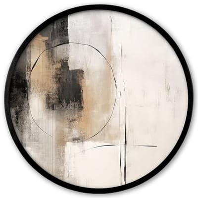 Poster in lijst Rond - Fotolijst 40x40 cm - Posters - Kunst - Abstract - Grijs - Industrieel - Ronde posterlijst zwart - Decoratie - Wanddecoratie woonkamer - Muurdecoratie slaapkamer