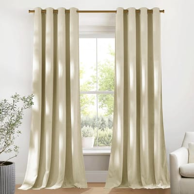 PONY DANCE Luxe Velours Gordijnen 132x240 cm - Licht Beige - 2 Stuks - Ideaal voor Woonkamer en Slaapkamer